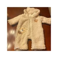 Combinaison à capuche ours mignon pour bébés, fausse fourrure douce, une pièce avec appliques de pattes et d'oreilles, unisexe, manches longues, hiver