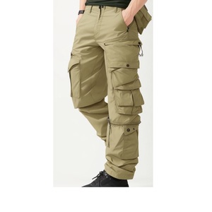 Men's Olive Cargo Jogger Pants OEM ODM Quick Dry Polyester Multi Pockets Zipper Fly Tapered Fit XXS-XL Autumn Casual Wholesale - Product Image 4