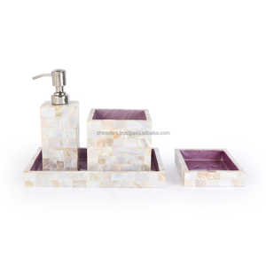 ชุดอุปกรณ์ห้องน้ำเรซิ่นกันน้ำลายเพ้นท์มือ ดีไซน์เก๋ไก๋สำหรับวางบนเคาน์เตอร์โต๊ะเครื่องแป้ง - Product Image 6