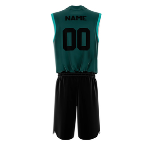 Conjunto de Camiseta de Baloncesto Personalizada Color Verde Azulado, Sin Mangas, Cuello en V, Impresión Sublimada, Absorbe la Humedad, Unisex para Adultos, Corte Regular - Product Image 2