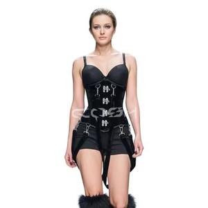 Corsé de terciopelo negro personalizado con varillas de acero y herrajes de anillo en D, moldeador corporal de alta compresión, proveedor - Product Image 1