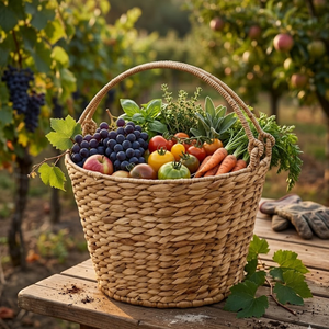 Panier de récolte en jacinthe d'eau naturelle à prix abordable avec poignées, panier de rangement pour fruits pour agriculteurs du Vietnam - Product Image 4