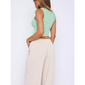 Nouveau débardeur carré uni pour femme 2026, vert menthe, court, sans manches, respirant, ODM OEM - Product Image 2