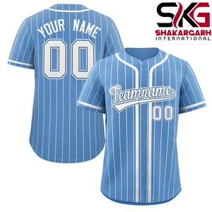 Camiseta de Béisbol Personalizada con Rayas, 100% Poliéster, Cierre de Botones, Manga Corta, Uniforme de Equipo, Nombre y Número - Product Image 1