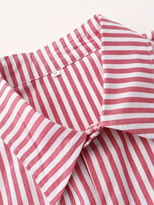 Nouvelle chemise pour homme à rayures verticales avec col, manches longues, coupe ajustée, flatteuse, 100% coton, automne, polyvalente, avec ceinture - Product Image 3