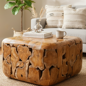Mesa de Centro de Madera Rústica Hecha a Mano de Lujo ARTERRA, Diseño de Raíz de Teca Natural, Mueble Moderno para Sala de Estar, No Plegable - Product Image 3