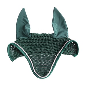 Produits d'équitation en gros : Voiles anti-mouches de haute qualité, ensemble assorti personnalisé, bonnet d'oreille en crochet doux pour chevaux de course - Product Image 1