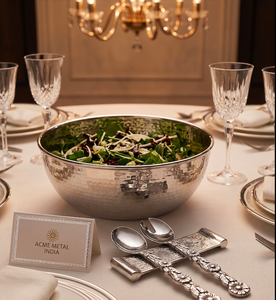 Uniquely Designed Floral Salad Server Antique Silver With Floral Embossed Handle for <b>Gift</b> <b>Hamper</b> Housewarming Restaurant - Product Image 6