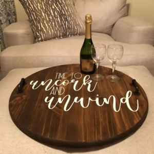 Plateau de service en bois naturel à un niveau, couleur personnalisable, finition polie, vaisselle, rangement, multifonction, portable - Product Image 4