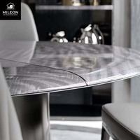 Luxuriöses Italienisches Hotel-Restaurant Rundes Esszimmer-Möbelset Marmortisch mit Drehplatte