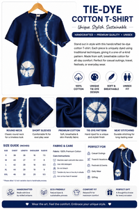 Compra al por mayor camisetas de algodón índigo azul teñidas con efecto tie-dye, unisex, casuales, de manga corta y cuello redondo, proveedor de ropa para hombres y mujeres. - Product Image 2