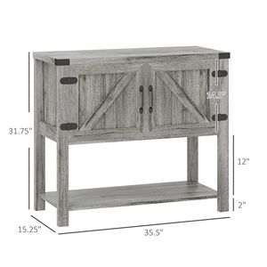 Mobiletto Bar Caffè a Doppia Anta Grigio Pietra Stile Rustico, Mobile da Cucina Indipendente con Ripiano Inferiore per Ingresso e Soggiorno - Product Image 3