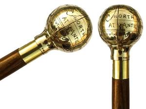 Bastón de madera con cabeza de globo terráqueo de latón – Bastón de lujo hecho a mano para hombres y mujeres, logotipo personalizado, OEM, venta al por mayor - Product Image 4