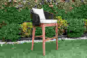 Ensemble de jardin rustique en bois massif, 2 places, hauteur bar, résistant aux intempéries - Product Image 2