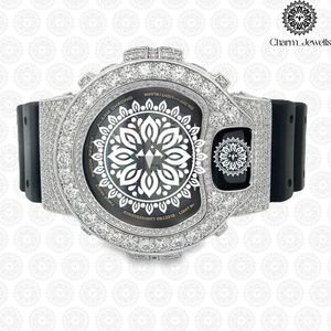 Montre numérique de luxe Charm_Jewells, acier inoxydable, lunette sertie de diamants, bracelet en acier inoxydable, cadran de 40 mm, mécanique, date automatique, 10 bars - Product Image 1