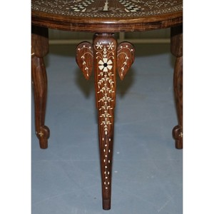 Hand-Carved Rosewood <b>Side</b> <b>Table</b> with Bone Inlay | Moradabad Wholesale - Product Image 4