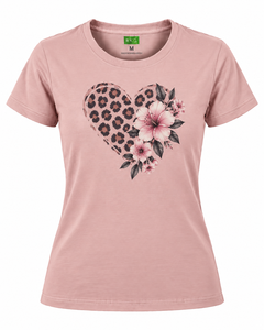 T-shirt décontracté pour femme à manches courtes, coupe ajustée, en jersey de coton et élasthanne, col rond, imprimé numériquement - Product Image 1