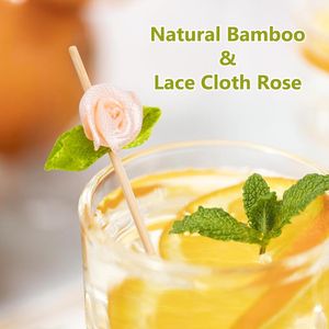 100 Stuzzicadenti Decorativi a Forma di Rosa, Lunghi Stuzzicadenti a Fiore per Antipasti, Bastoncini di Bambù per Feste e Matrimoni - Product Image 2