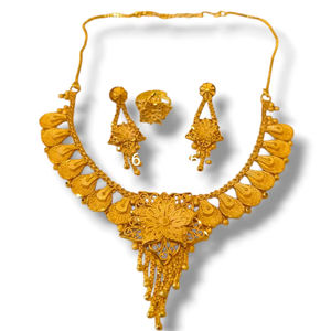 AWAIS HOUSE Women's Gold Plated Brass Diamond Necklace <b>Bracelet</b> Set Claw Setting <b>Infinity</b> Design Hip Hop Style Engagement Party - Product Image 1