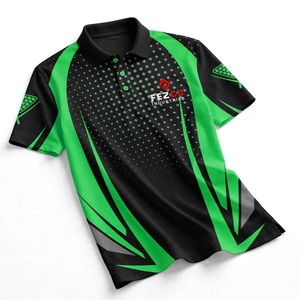 <b>Men's</b> Short Sleeve <b>Polo</b> <b>Shirt</b> Black <b>Green</b> Dot Pattern Quick Dry Sporty Design Billiard 8 Ball Print - Product Image 5