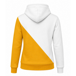 Sweat-shirt à capuche zippé intégral pour femme, personnalisé, blanc et or, à deux empiècements, color block, manches longues, style universitaire décontracté - Product Image 2