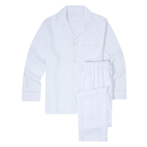 Ensemble de pyjama tricoté uni pour homme, haut boutonné à col cranté à manches longues et pantalon à cordon de serrage, vêtements de détente - Product Image 2