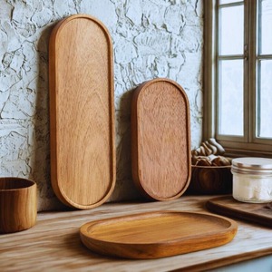 Elegante bandeja de madera para servir, superficie pulida, diseño moderno, ideal para servir café, té, bocadillos, desayuno, decoración del hogar. - Product Image 3