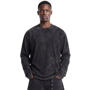 Camiseta de Manga Larga para Hombre, Personalizada, con Lavado Ácido, Cuello Redondo, Estilo Vintage, Corte Holgado, Informal - Product Image 1