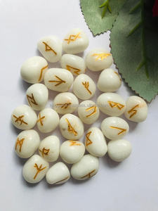 Juegos de Runas de ágata blanca Natural de 25 piezas de la mejor calidad, gran oferta, piedras caídas talladas, artesanías de piedra semipreciosa para curar - Product Image 5