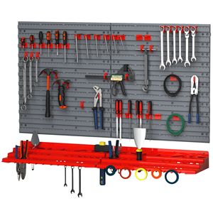 Pannello Forato e Scaffale da Parete per Garage da 54 Pezzi con 50 Ganci e Forte Capacità di Carico - Product Image 1