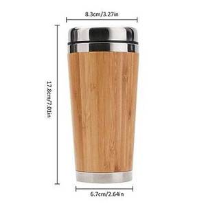 Stainless Steel Vacuum Tumbler Bamboo Style <b>Double</b> <b>Wall</b> Insulated Lid 12-24 Hours Thermal Insulation Boiling Water Safe for - Product Image 2