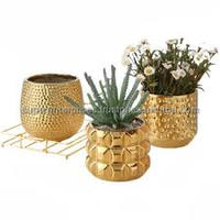 Pots de plantes Cactus Finitions martelées en laiton Pots de fleurs flottants Intérieur et extérieur Maison Jardin Planteur Noël Thanksgiving Cadeaux