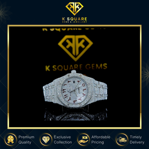 Montre de luxe à mouvement automatique de qualité supérieure, quartz, résistante à l'eau, en acier inoxydable VVS, avec diamants en moissanite - Product Image 3