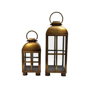 New Handmade Classic Stainless Steel <b>Set</b> of 2 Pieces Candle <b>Lanterns</b> in Brass Antique Finish for Outdoor Home Decoration - Product Image 6