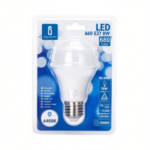 Lampadina LED Gigastar A60 E27 8W 6400K Luce Diurna 680 Lumen Ampio Angolo 25000H - Product Image 2