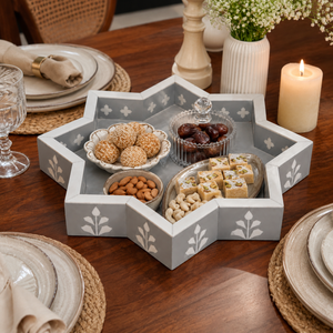 Luxury Star Shape Mother of Pearl Serving Tray| Handmade Ramadan Eid Decorative Dry Fruit Tray for Home Decor <b>Gift</b> & Kitchenware - Product Image 2