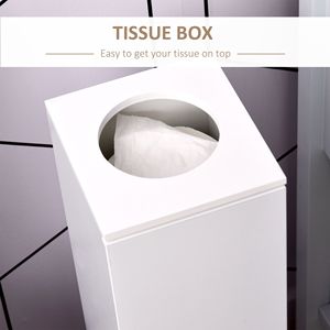 Meuble de rangement moderne pour papier toilette en MDF blanc de 26 pouces, sur pied, étroit, pour salle de bain, maison, hôtel ou appartement - Product Image 6