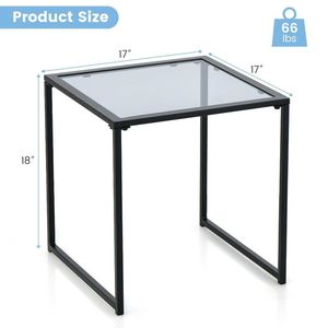 Tavolino da Esterno in Vetro Temperato con Struttura in Metallo Resistente, Elegante Tavolo Laterale per Spazi Esterni - Product Image 6