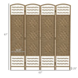 Divisorio Pieghevole Portatile a 4 Pannelli in Fibra Naturale Ondulata, Schermo Privacy per Interni/Esterni, Casa, Ufficio, Sale da Pranzo e Ristoranti - Product Image 3