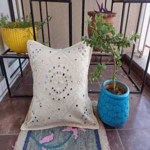Fundas de Cojín Cuadradas de Algodón Estilo Jaipuri, Bordado con Diseño de Espejo, Decoración para el Hogar y Hoteles, Cierre de Cremallera, Personalizables - Product Image 5