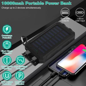 10000mAh Dual USB Ports Solar Power Bank Outdoor Portable Battery Charger with <b>Indicators</b> SOS LED Lights Compass C - Product Image 4