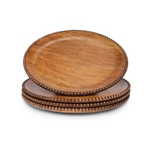 Handmade Oval Wooden Serving platter With Natural Wood Pattern Unfinished Finish For Decorative Use Round wooden plate - Product Image 6
