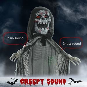 Spaventosa Decorazione Animata di Halloween: Scheletro di Strega con Occhi Luminosi e Catena che Urla dal Petto per Decorazioni Spettrali - Product Image 4