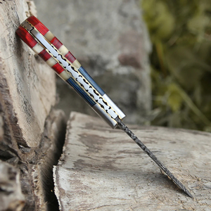 Couteau pliant en acier Damas pour la chasse et le camping, couteau pliant Damas fait main avec manche en Micarta - Product Image 2