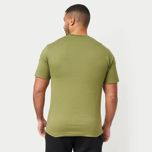 Camiseta de Algodón Lisa Verde Oliva para Hombre, Manga Corta, Cuello Redondo, Corte Regular, Estilo Casual, Tejido Jersey, Color Sólido, para Verano - Product Image 4