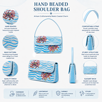Sac à bandoulière bohème luxueux fait main avec des perles |   Sac à main tendance pour femme à bandoulière unique, motif vague océanique, taille personnalisée, Fabriva Exports