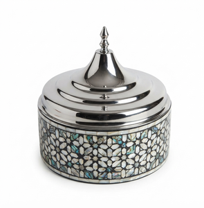 Casserole isolante en acier inoxydable avec couvercle, design MOP bleu, métal de haute qualité, diamètre 20 cm, compatible gaz et induction - Product Image 1