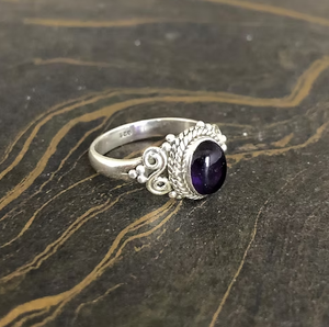 Designer Amethyst Gemstone 925 Sterling Silver Handcrafted <b>Ring</b> - February Birthstone Filigree Design Jewelry - Product Image 3