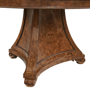 Classic Round Dining <b>Table</b> in Textured <b>Walnut</b> Mahogany Wood - Product Image 4