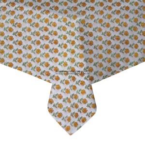 Elegante Mantel Cuadrado con Estampado Floral Hecho a Mano, de Algodón Puro, Estilo Rústico Indio, para Bodas y Uso en Exteriores - Product Image 3